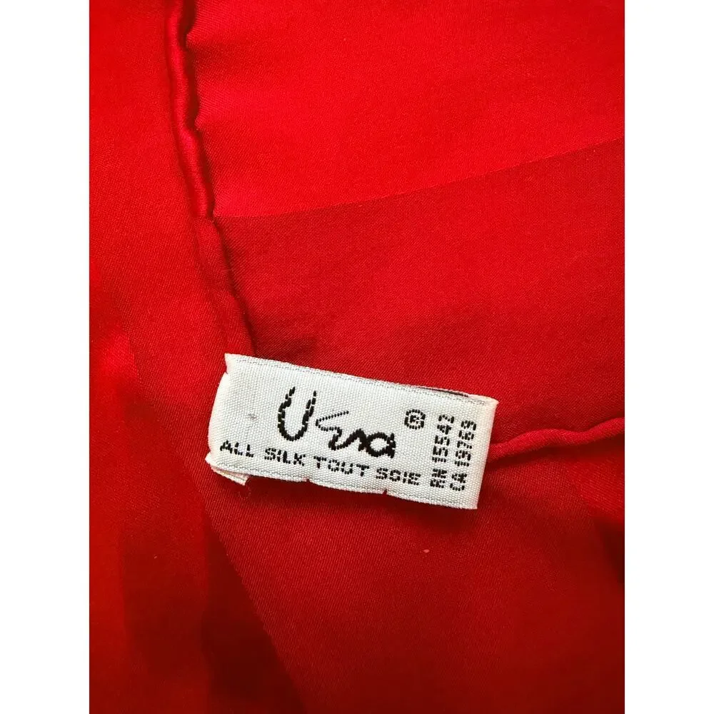 VTG Vera Neumann 100% Silk Scarf Red Solid Minimalist Italian It-Girl Aesthetic